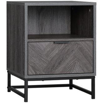 HOMCOM Bedside Table - Sofa Side Table W/ Drawer and Shelf Living Room - Bedroom | TJ Hughes