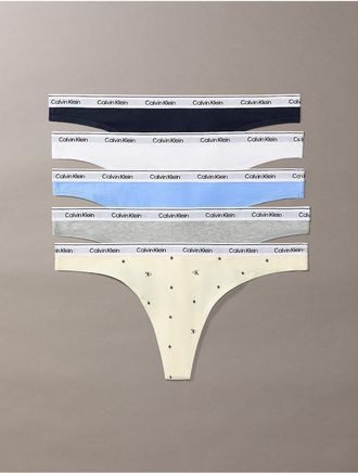 Calvin Klein Womens Icon Logo 5-Pack Thong - Multi - XL