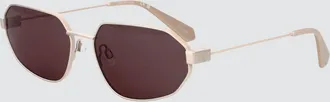 Calvin Klein Jeans Occhiali da sole ovali in metallo con logo inciso
