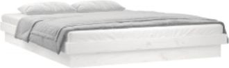 vidaXL Vidaxl - Estructura Cama Led Sin Colch&oacute;n Madera Maciza Blanco 140x200 Cm