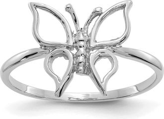 Diamond2Deal 14k White Gold Polished Butterfly Ring