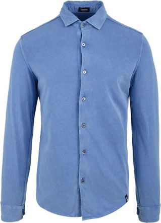 Drumohr Dtjf 609 Shirt - Heren - Casual Overhemden - Blauw - XL - Katoen - Overhemden