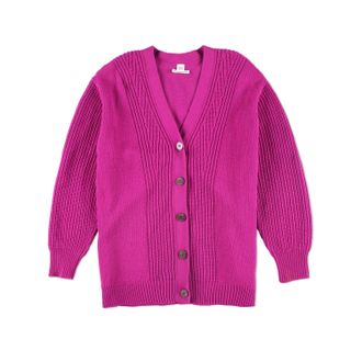 Herm&egrave;s Herm&egrave;s Textured Ribbed V-Neck 71 cms Long Cardigan Size L