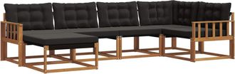 vidaXL Conjunto De Sof&aacute;s De Exterior 6 Uds. Natural Y Negro Vidaxl