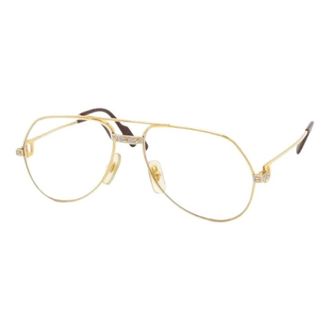 Cartier Pre-owned Accessories, female, Yellow, Size: ONE SIZE Pre-owned Santos Double Bridge Eyeglass Frame