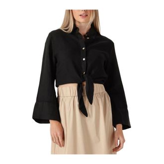Mr Mood Dames, Blouses & Shirts, Zwart, Maat: L Linnen