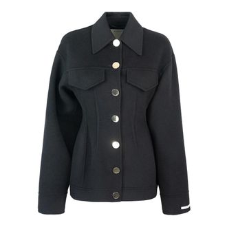 Sportmax Light Jackets, female, Black, XS, Black Wool Coat