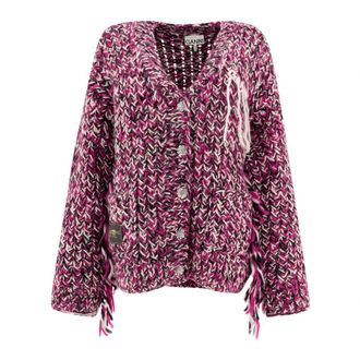 Ganni Handknit Purple Cardigan Jumper - female - Ganni - Cardigans - Purple - 2XS/XS - Knitwear