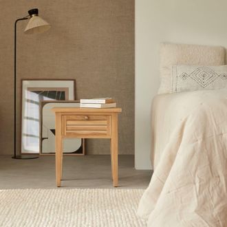 Tikamoon Mesita de noche de teca maciza