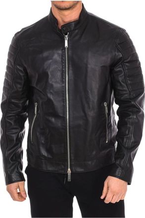 Dsquared2 Jassen, Heren, Zwart, L, Leer, Leren Bikerjack met Ritssluiting