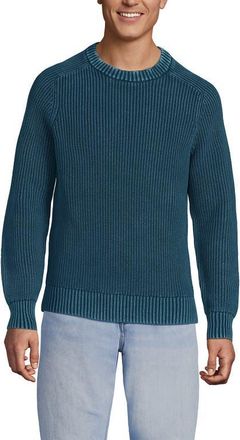 Lands End Drifter Cotton Crewneck Sweater in Baltic Teal at Nordstrom, Size X-Large