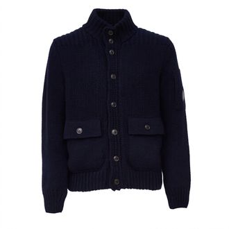 C.P. Company Button Lens Sweater With Ribbed Details And Flap Pockets