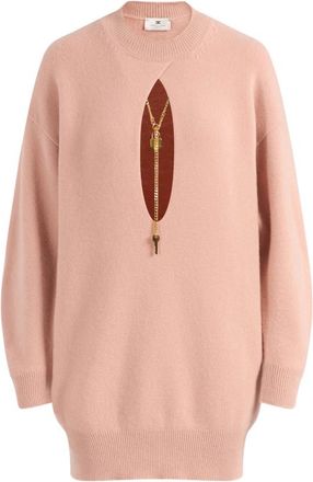 Elisabetta Franchi Gebreide jurk - Dames - Ronde hals truien - Roze - S - Truien & Vesten