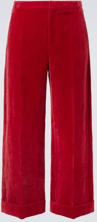 Valentino Pantaloni a gamba larga in velluto di cotone e lino