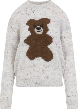 Moschino Truien & Vesten, Dames, Wit, XS, Wol, Bear Sweater