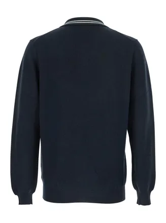 Autry Striped Collar Polo Shirt - Navy