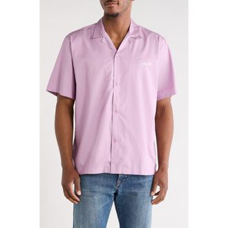 Carhartt Work in Progress Delray Cotton & Lyocell Camp Shirt in Gentle Purple /White at Nordstrom, Size Xx-Large