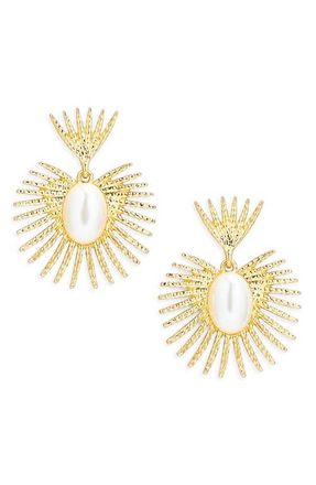 Kenneth Jay Lane Faux Pearl Fan Earrings in Gold at Nordstrom