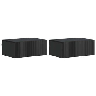 vidaXL Mesita De Noche De Pared 2 Pcs Negro 49 X 34,5 X 20 Cm Vidaxl