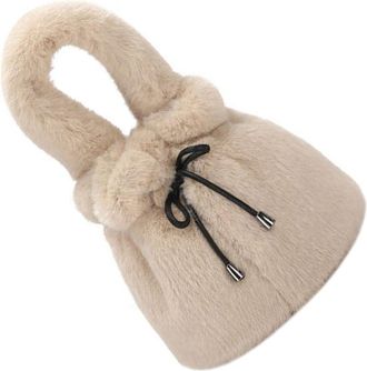 Yardwe Warm Fur Crossbody Shoulder Bag for Women Plush Handbag Travel Pouch Material Stylish Design for Daily Use and Giving