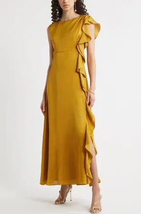 Chelsea28 Asymmetric Ruffle A-Line Dress in Yellow Chai at Nordstrom Rack, Size Xx-Small