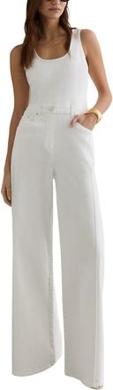Reiss Rose Wide Leg Racer Back Denim Jumpsuit
