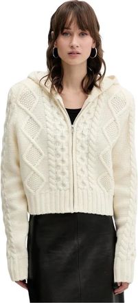 Rotate Rotate Birger Christensen - Gebreide Cardigan met Capuchon - Dames - Truien - Beige - Maat: M Wol