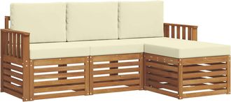 vidaXL Conjunto De Sof&aacute;s De Exterior 4 Uds. Natural Y Crema Vidaxl