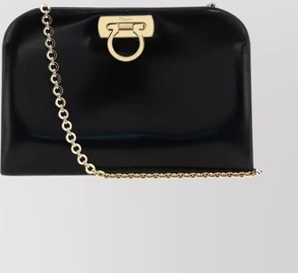 Ferragamo gancini leather clutch bag