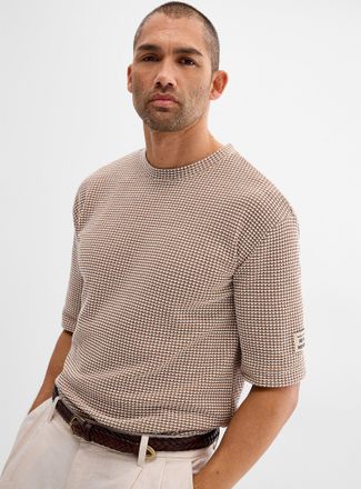 Le 31 Mens Two-tone waffle jacquard T-shirt