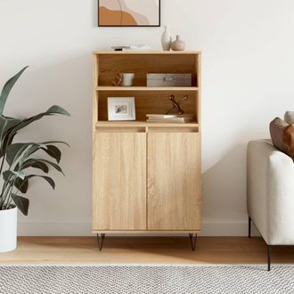 vidaXL Aparador Alto Madera Contrachapada Color Roble 60x36x110 Cm Vidaxl
