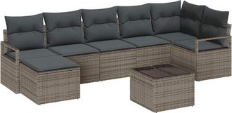 vidaXL Sofa Set with Cushion with Storage 8 pcs Light Grey Poly Rattan vidaXL