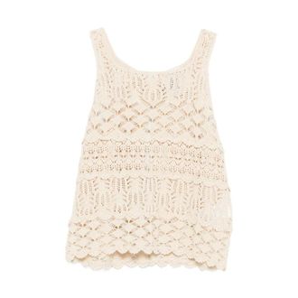 Semicouture Sleeveless Openwork Knit Top - female - Semicouture - Sleeveless Tops - White - L - Tops