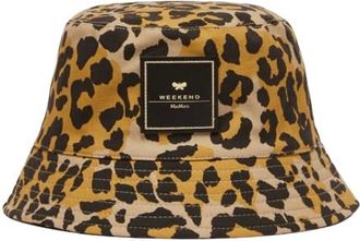 Max Mara Leopard Print Bucket Hat with Logo Patch