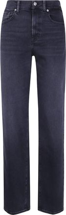 7 For All Mankind Black Straight High Rise Jeans