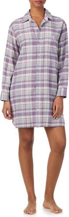 Lauren Ralph Lauren Cotton Blend Sleep Shirt in Multi Plaid at Nordstrom, Size X-Small