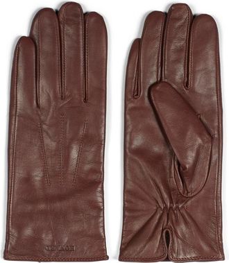 Howard London Cleo Leather Gloves - Dames - Handschoenen - Bruin - 7 1/2 IN - Wol - Accessoires