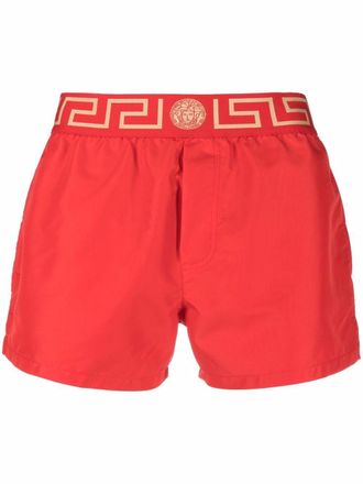 Versace Costume da bagno con bordo Greca - Rosso