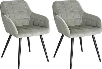 Woltu Woltu - 2 X Sillas De Comedor Nordicas Estilo Vintage Juego De 2 Silla De Cocina Silla Tapizada Con Reposabrazos Tapizadas En Terciopelo Estructura De