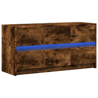 Berkfield Home TV Cabinet with LED Smoked Oak 100x34x50 cm Engineered Wood in Brown | Size: 100 x 34 x 50 cm