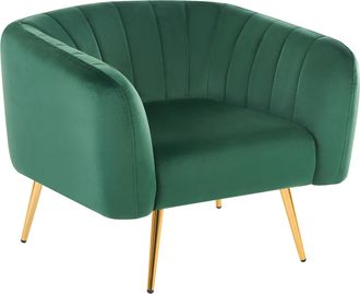 Beliani Sill&oacute;n De Terciopelo Verde Oscuro Dorado Respaldo Patas Metal Glamour Laconia