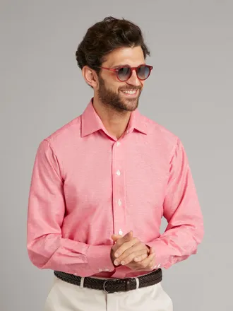 Oliver Brown Regular Fit shirt - Cotton and Linen Crimson