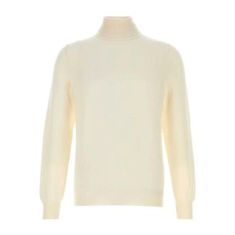 Fedeli Cashmere Knitwear, male, White, Size: L Turtleneck Cashmere Sweater