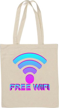 Generic Vaporwave Aesthetic Free Wifi Symbol Natural Cotton Tote Bag White