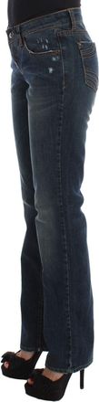 Costume National Womens Blue Cotton Blend Bootcut Jeans Clothing