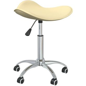 vidaXL Silla de oficina de cuero sintético color crema Vidaxl
