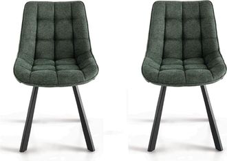 Capodarte Capodarte - Sedia Da Cucina In Tessuto Verde Gambe Metallo Friedic Set 2 Pz