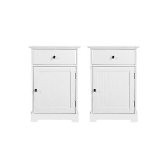 Yaheetech Yaheetech - 2 Piezas Mesillas De Noche Blanca Mesita De Noche Con Un Caj&oacute;n Mesas Auxiliares Moderno Para Dormitorio Cama Sal&oacute;n Muebles Organizadores B