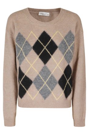 Roberto Collina Taupe Argyle Baby Alpaca-Blend Sweater