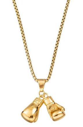 Eye Candy Los Angeles Mens Premium Collection Erza Boxing Pendant Necklace in Gold at Nordstrom Rack